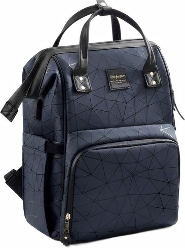 Diaper Bag Backpack, Unisex PU Leather, Very Dark Navy Blue, 16 Pockets, Insulated 3-Bottle Front, Removable Divider, Rear Zip Access, Wipes Dispenser, Stroller Straps, Luggage Sleeve in Kuwait