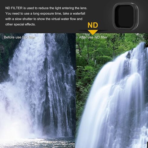 GEPULY ND Filter ND8 ND16 ND32 ND64 for GoPro Hero 12 11 10 9 Black Camera | 3-6 Stop Dimming,Sunny/Cloudy Shoots,Multi Coated Optical Glass For Vloggers,Protective Case, Tethers&Cleaning Cloth Included in Kuwait