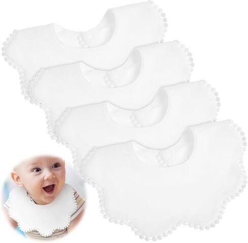JenPen White Bibs for Girl Bandana Muslin 360 Bibs Baby Bandana Drool Set for Teething Toddler Girl in Kuwait
