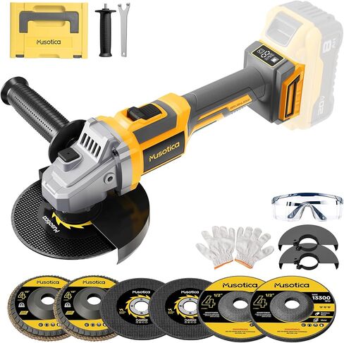Cordless Angle Grinder for Dewalt 20v Max Battery, (Battery Not Included) | Brushless Cordless Grinder 4 1/2", 9000 RPM, 6 Variable Speed ＆ Dual Safety, Power Angle Grinder Tool for Grinding Cutting in Kuwait