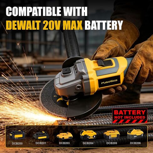 Cordless Angle Grinder for Dewalt 20v Max Battery, (Battery Not Included) | Brushless Cordless Grinder 4 1/2", 9000 RPM, 6 Variable Speed ＆ Dual Safety, Power Angle Grinder Tool for Grinding Cutting in Kuwait