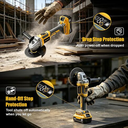 Cordless Angle Grinder for Dewalt 20v Max Battery, (Battery Not Included) | Brushless Cordless Grinder 4 1/2", 9000 RPM, 6 Variable Speed ＆ Dual Safety, Power Angle Grinder Tool for Grinding Cutting in Kuwait