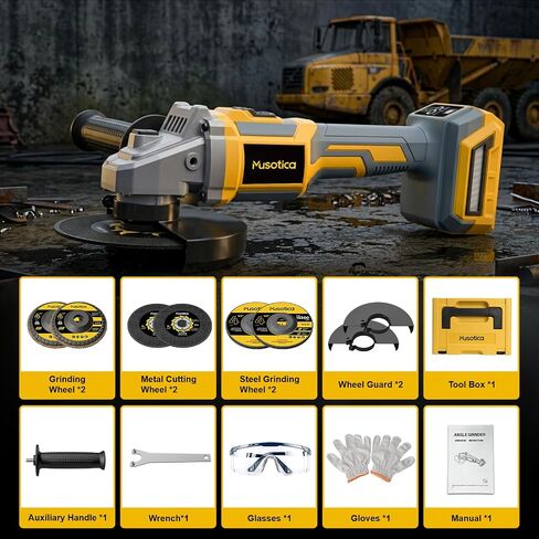 Cordless Angle Grinder for Dewalt 20v Max Battery, (Battery Not Included) | Brushless Cordless Grinder 4 1/2", 9000 RPM, 6 Variable Speed ＆ Dual Safety, Power Angle Grinder Tool for Grinding Cutting in Kuwait
