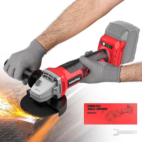 MtiolHig Cordless Angle Grinder Compatible with Milwaukee 18V Battery: Brushless Grinder Tool - Small Angle Grinder 4-1/2" Wheels, 3 Variable Speed Settings for Cutting, Grinding, Polishing, Tool Only in Kuwait