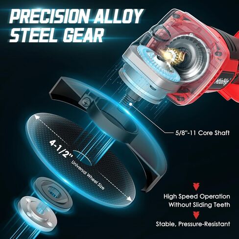 MtiolHig Cordless Angle Grinder Compatible with Milwaukee 18V Battery: Brushless Grinder Tool - Small Angle Grinder 4-1/2" Wheels, 3 Variable Speed Settings for Cutting, Grinding, Polishing, Tool Only in Kuwait