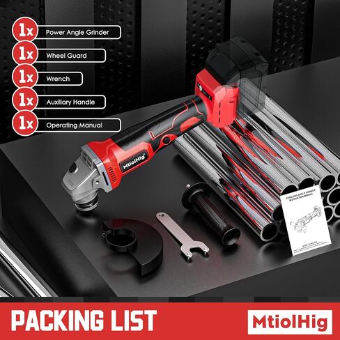 MtiolHig Cordless Angle Grinder Compatible with Milwaukee 18V Battery: Brushless Grinder Tool - Small Angle Grinder 4-1/2" Wheels, 3 Variable Speed Settings for Cutting, Grinding, Polishing, Tool Only in Kuwait