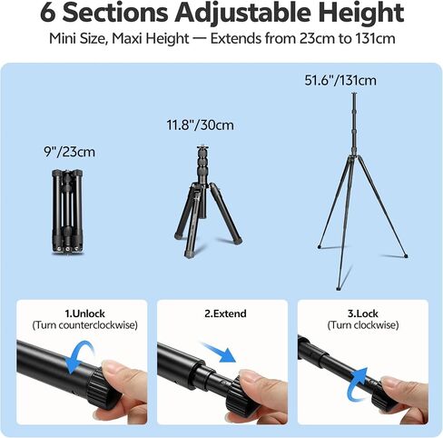TONYBOO Camera Tripod, Portable Aluminum Alloy Compact Travel Tripod with Pan Tilt Fluid Video Head & Detachable Legs, Lightweight Mini Vlog Tripod for DSLR Camera, Live Streaming, Outdoor Video in Kuwait