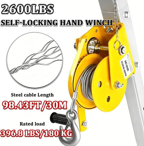 Industrial Manhole Access Tripod Stand,with Self Locking Winch 2600lbs | Foldable Aluminum Tripod , 1200LBS & 2600LBS Options for Underground Pipeline Inspection in Kuwait
