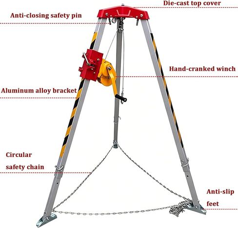 Industrial Manhole Access Tripod Stand,with Self Locking Winch 2600lbs | Foldable Aluminum Tripod , 1200LBS & 2600LBS Options for Underground Pipeline Inspection in Kuwait