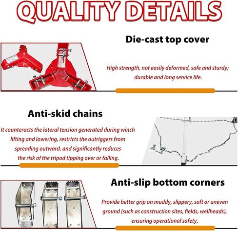 Industrial Manhole Access Tripod Stand,with Self Locking Winch 2600lbs | Foldable Aluminum Tripod , 1200LBS & 2600LBS Options for Underground Pipeline Inspection in Kuwait
