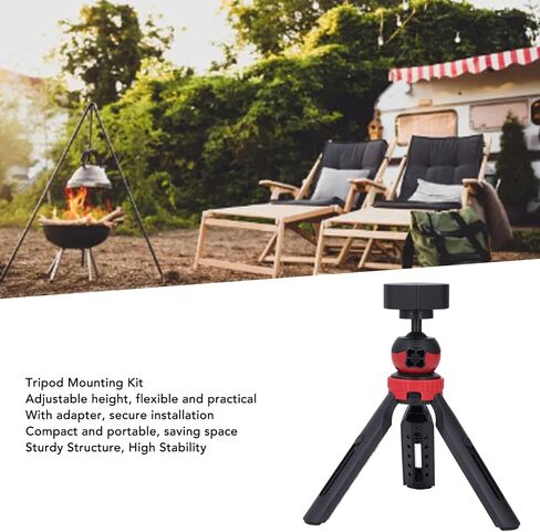 Tripod Mounting Kit, Adjustable Height Aluminum Alloy Mini Stand with Adapter 360° Rotation Portable Lightweight for Outdoor Signal Reception (Black Adapter) in Kuwait