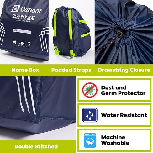 Infant Car Seat Travel Bag for Airplane - Durable Gate Check Bag for Car Seats that fits easily on Convertible Car Seats, Infant Carriers & Booster Seats (Backpack, Blue) in Kuwait