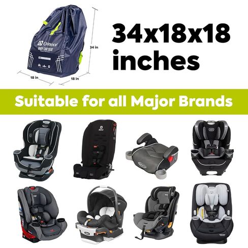 Infant Car Seat Travel Bag for Airplane - Durable Gate Check Bag for Car Seats that fits easily on Convertible Car Seats, Infant Carriers & Booster Seats (Backpack, Blue) in Kuwait