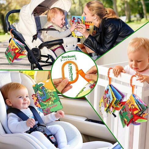 Vanmor 2 PCS Crinkle Baby Books 0-6 Months, Sensory Touch Feel Busy Soft Activity Book for Infants, Dinosaur & Farm Travel Toys, Newborn Must Haves Shower Gifts for Baby Boy Girl in Kuwait