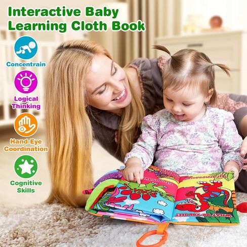 Vanmor 2 PCS Crinkle Baby Books 0-6 Months, Sensory Touch Feel Busy Soft Activity Book for Infants, Dinosaur & Farm Travel Toys, Newborn Must Haves Shower Gifts for Baby Boy Girl in Kuwait