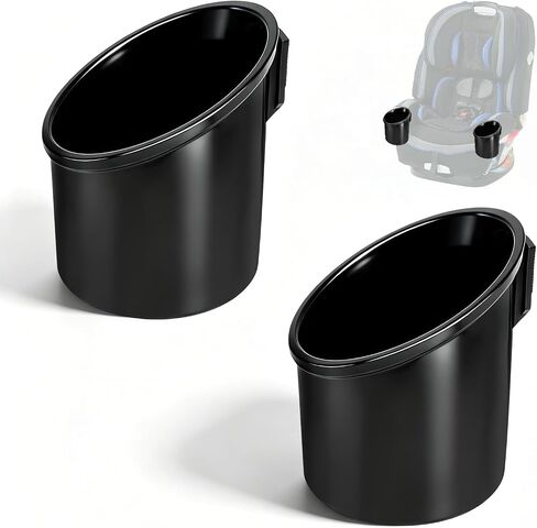 2 Pcs Car Seat Cup Holders Compatible with Graco 4Ever DLX Car Seats | PP Injection Molded Material, Toddler Car Seat Accessory, With Drain Holes, Dishwasher Safe Replacement Cup Holder, Black in Kuwait