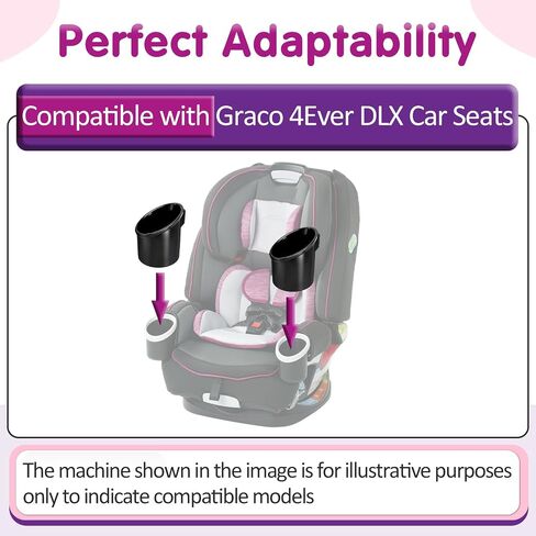 2 Pcs Car Seat Cup Holders Compatible with Graco 4Ever DLX Car Seats | PP Injection Molded Material, Toddler Car Seat Accessory, With Drain Holes, Dishwasher Safe Replacement Cup Holder, Black in Kuwait