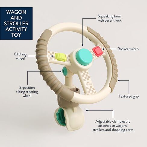 Itzy Ritzy Steering Wheel Toy for Strollers & Wagons - Bitzy Driver Sensory Toy Includes Spinning Wheel, 3 Fidget Features, and Adjustable Clip for Strollers, Wagons & Shopping Carts in Kuwait