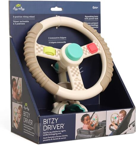 Itzy Ritzy Steering Wheel Toy for Strollers & Wagons - Bitzy Driver Sensory Toy Includes Spinning Wheel, 3 Fidget Features, and Adjustable Clip for Strollers, Wagons & Shopping Carts in Kuwait