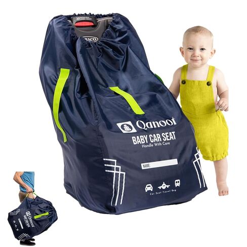 Infant Car Seat Travel Bag for Airplane - Durable Gate Check Bag for Car Seats that fits easily on Convertible Car Seats, Infant Carriers & Booster Seats (Backpack, Blue) in Kuwait