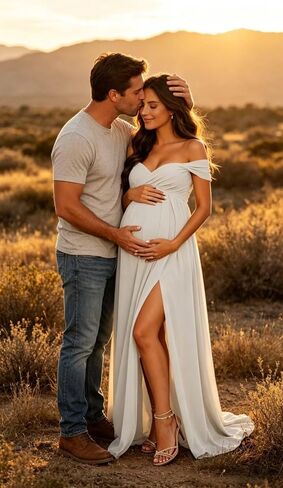 Chiffon Maternity Dress for Photoshoot Off Shoulder Long Baby Shower | 2026 Elegant Flowy Dress Ruffle A Line Lace Back Formal Wedding Evening Gowns in Kuwait
