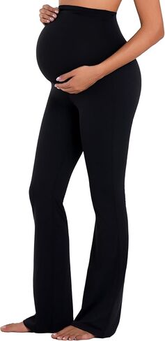 Sunzel Maternity Flare Leggings with Pockets Over The Belly, Buttery Soft Pregnancy Wide Leg Yoga Pants in Saudi Arabia