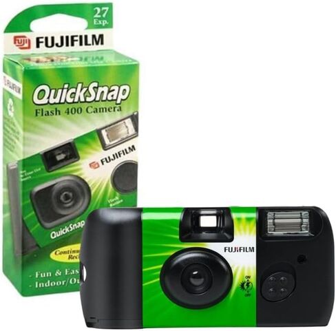 Fujifilm QuickSnap Flash 400 Camera, Fujifilm Disposable Camera with Flash, 27 Exposures with Sunshine Photo Microfiber Cloth (6 Pack) in Kuwait
