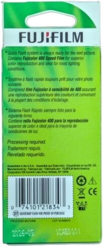 Fujifilm QuickSnap Flash 400 Camera, Fujifilm Disposable Camera with Flash, 27 Exposures with Sunshine Photo Microfiber Cloth (6 Pack) in Kuwait