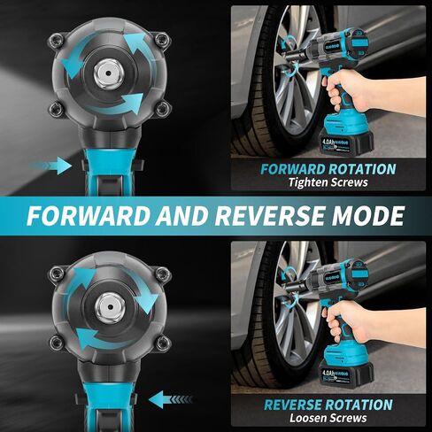 1500N.m Cordless Impact Wrench,1/2 Inch 3 Speed Premium High Torque Impact Gun with 2 x 4.0Ah Battery, LED Work Light, Wireless Power Pistola Llave De Impacto with 5 Sockets for Car Truck Mower in Kuwait