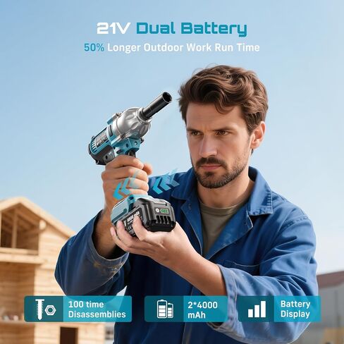 Seesii Impact Wrench 665 FT-LBS(900N.m) 3300IPM 1/2 Impact Gun High Torque Electric Impact Driver Cordless Impact Wrench with 21V 2x4.0Ah Battery 6 Sockets&Case for Home Car Tire Lug Nut Removal Tool in Kuwait