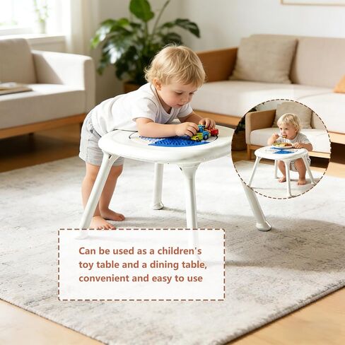 Convertible 4-in-1 Baby High Chair with Block Table, Infant to Toddler Feeding Chair with Play Tray & Built-in Toys, Removable PU Cushion, Easy to Clean Dining & Activity Chair–Blue in Saudi Arabia