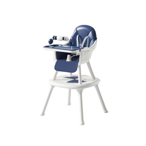 Convertible 4-in-1 Baby High Chair with Block Table, Infant to Toddler Feeding Chair with Play Tray & Built-in Toys, Removable PU Cushion, Easy to Clean Dining & Activity Chair–Blue in Saudi Arabia
