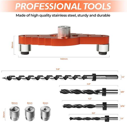 Dowel Jig Kit (& 1/2",1/4", 5/16", 3/8" Drill Bit), Self-centering Scriber | Drill Guide,Centering Hole Drill(Does not include 1/2" rails) in Saudi Arabia