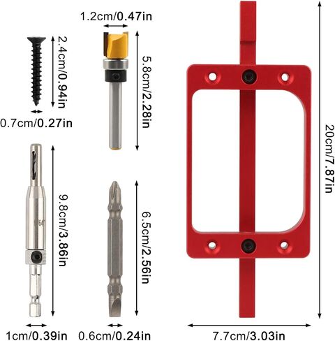 Door Hinge Jig for Door and Jamb, 3-1/2" Fixed Size Doo r Hinge Template Installation Kit Fits 3" Length 1/4" R, 5/8" R and Square Corner Hinges(red) in Kuwait
