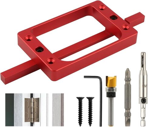 Door Hinge Jig for Door and Jamb, 3-1/2" Fixed Size Doo r Hinge Template Installation Kit Fits 3" Length 1/4" R, 5/8" R and Square Corner Hinges(red) in Kuwait