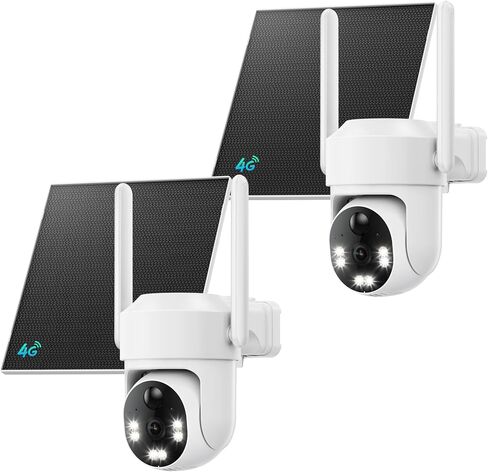 LIWAN Cellular Security Camera Outdoor, No WiFi Security Camera, 2 Pack | Solar Powered, 4G LTE, Built-in SIM Card, 2K Color Night Vision, PIR Motion Sensor, 360° View, Two-Way Talk, Off-Grid, Farm in Kuwait