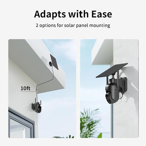 SEHMUA 2K Solar Security Cameras Wireless Outdoor, 2 Pack 360° View Pan/Tilt WiFi Security Camera Outside with Color Night Vision, Easy to Install, PIR Alarm, 2-Way Audio, Black in Kuwait