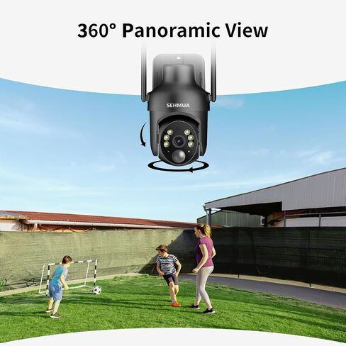 SEHMUA 2K Solar Security Cameras Wireless Outdoor, 2 Pack 360° View Pan/Tilt WiFi Security Camera Outside with Color Night Vision, Easy to Install, PIR Alarm, 2-Way Audio, Black in Kuwait