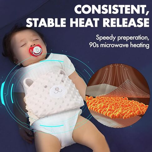 Baby Colic Relief Gripe Belt Seed Heating Pad with Gentle Warmth Tummy Wrap for Soothing Gas and Upset Stomach (Beige, 0m+) in Kuwait