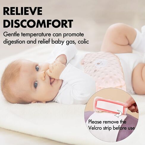 Baby Colic Relief Gripe Belt Seed Heating Pad with Gentle Warmth Tummy Wrap for Soothing Gas and Upset Stomach (Beige, 0m+) in Kuwait