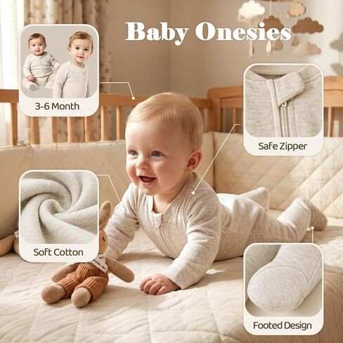 Golray Baby Gifts for Baby Shower, 9pcs Newborn Essential for Boys Girls 0-6 Months with Footed Romper/Muslin Swaddle Blanket/Felt Storage Bag/Bib, Welcome Baby Gender Reveal Infant Gift Box Set in Kuwait