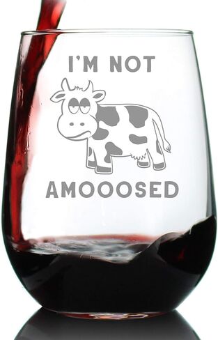 Bevvee Not Amooosed - Cow Stemless Wine Glass - Funny Cow Gifts and Home Decor - Large Glasses in Kuwait