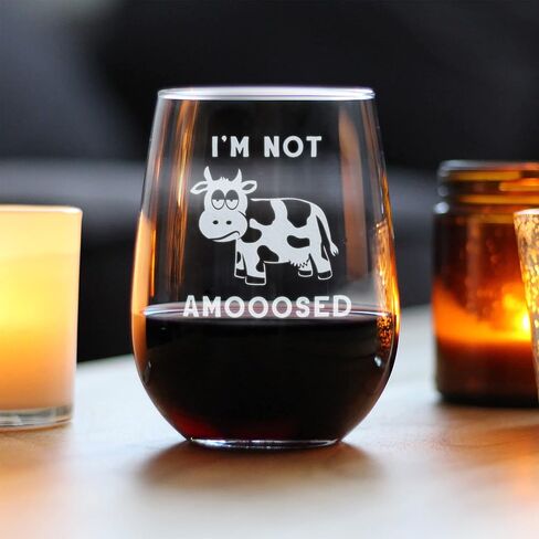 Bevvee Not Amooosed - Cow Stemless Wine Glass - Funny Cow Gifts and Home Decor - Large Glasses in Kuwait
