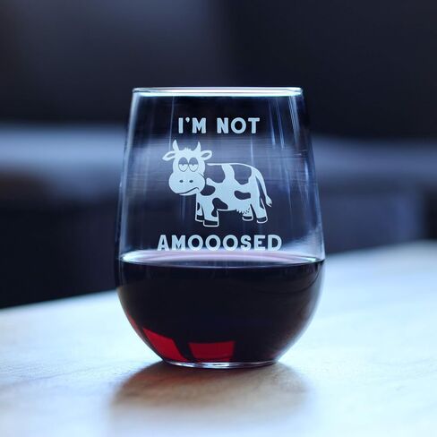 Bevvee Not Amooosed - Cow Stemless Wine Glass - Funny Cow Gifts and Home Decor - Large Glasses in Kuwait
