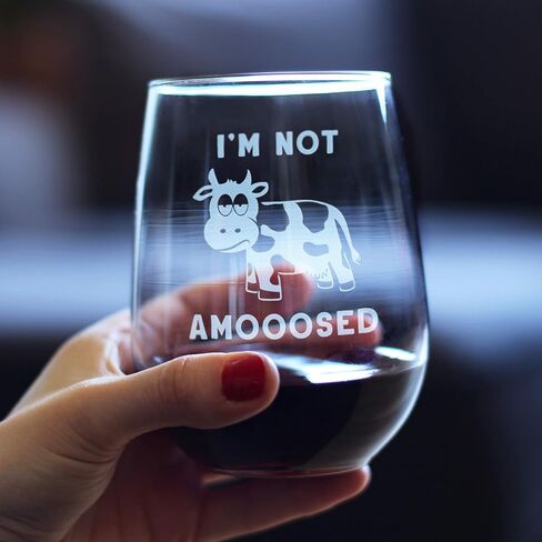 Bevvee Not Amooosed - Cow Stemless Wine Glass - Funny Cow Gifts and Home Decor - Large Glasses in Kuwait