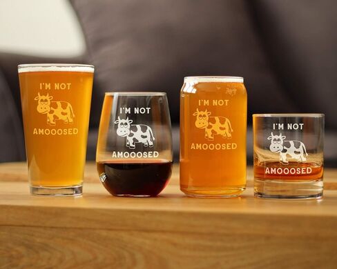 Bevvee Not Amooosed - Cow Stemless Wine Glass - Funny Cow Gifts and Home Decor - Large Glasses in Kuwait