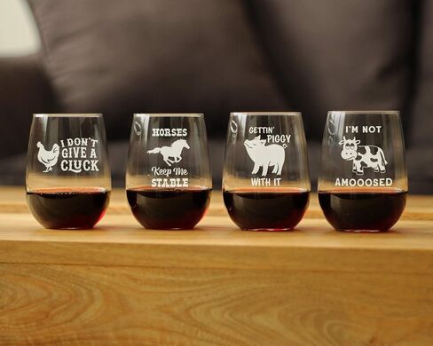 Bevvee Not Amooosed - Cow Stemless Wine Glass - Funny Cow Gifts and Home Decor - Large Glasses in Kuwait