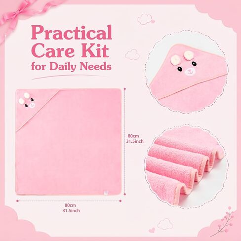 13Pcs Baby Shower Gifts, Baby Girl Gift Basket for Couple | Newborn Gift with Swaddle Blanket & Pink Bunny for New Mom, Baby Shower, Gender Reveal, First Time Mom & Dad Essentials in Kuwait