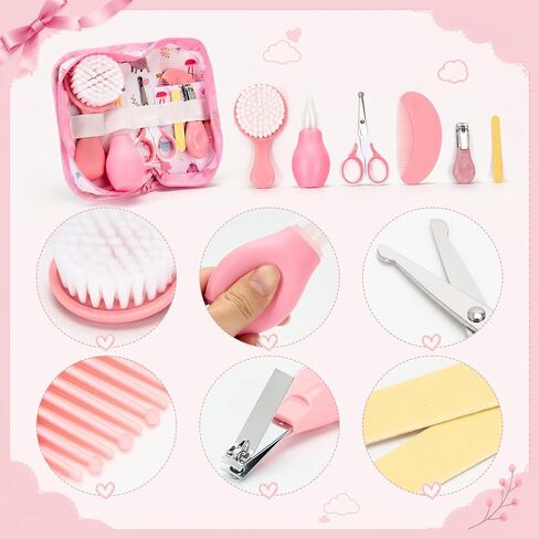 13Pcs Baby Shower Gifts, Baby Girl Gift Basket for Couple | Newborn Gift with Swaddle Blanket & Pink Bunny for New Mom, Baby Shower, Gender Reveal, First Time Mom & Dad Essentials in Kuwait