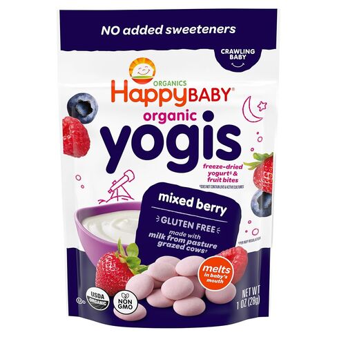 Happy Baby Organics Yogis Freeze-Dried Yogurt & Fruit Snacks, Mixed Berry, 1 Ounce (Pack of 1) in Kuwait